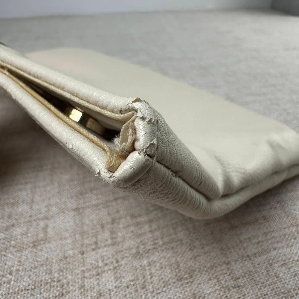 Vintage Gunne Sax Ivory Gold Handle Clutch Purse 90s Y2K Evening Bag